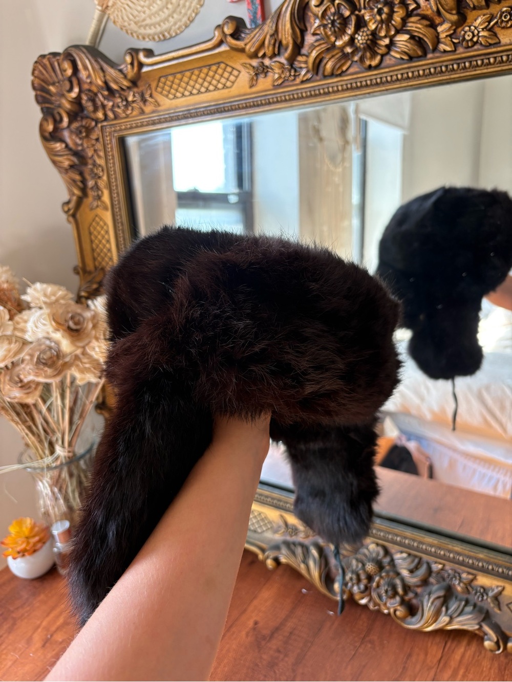 Vintage 1960s Mink Fur Aviator Hat - Cozy Winter Earflap Cap
